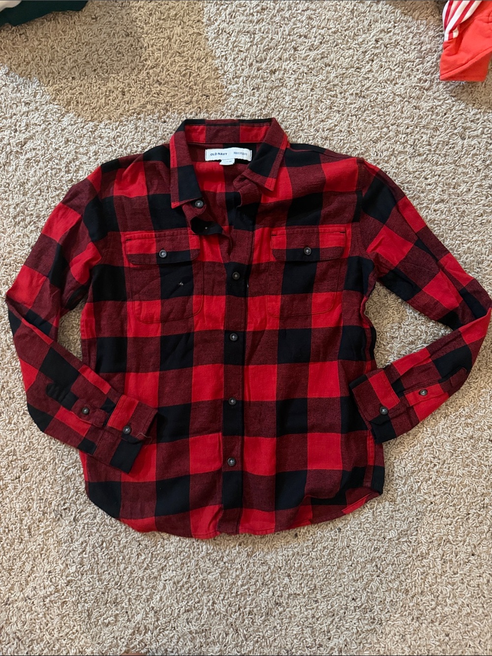 Old Navy Red and Black Plaid Flannel Shirt